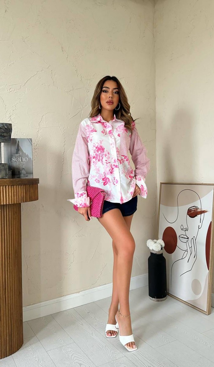Pembe Garnili Gömlek L