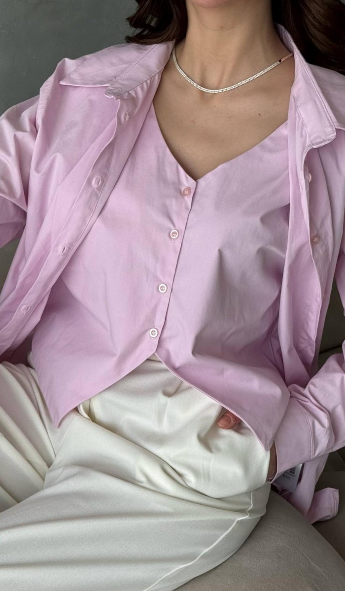 Pembe Yelekli Gömlek STD
