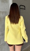 Sarı Belden Oturtmalı Blazer Ceket L