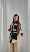 Sarı Garnili Cepli Gömlek Ve Pantolon Takım L