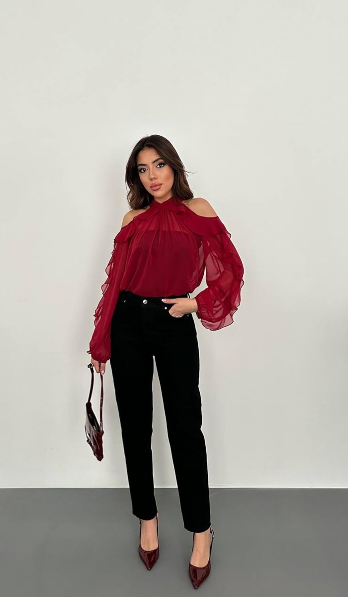 Siyah Boru Paça Jeans Pantolon L Siyah Boru Paça Jeans Pantolon L