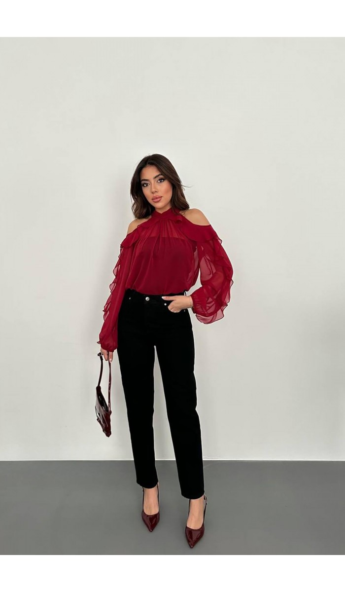 Siyah Boru Paça Jeans Pantolon L
