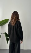 Siyah Çıtçıtlı Süet Gömlek L
