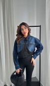 Siyah Denim Scuba Garnili Ceket L