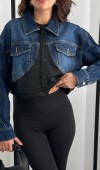 Siyah Denim Scuba Garnili Ceket L