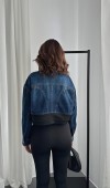 Siyah Denim Scuba Garnili Ceket L