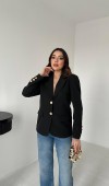 Siyah Gold Düğmeli Blazer Ceket L