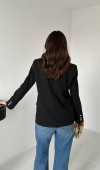 Siyah Gold Düğmeli Blazer Ceket L