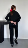 Siyah Yıkamalı Gömlek Ve Pantolon Takım L