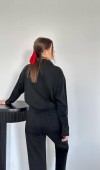 Siyah Yıkamalı Gömlek Ve Pantolon Takım L