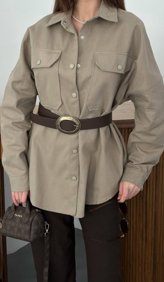 37674 - Vizon Gabardin Gömlek STANDART Vizon Gabardin Gömlek STANDART