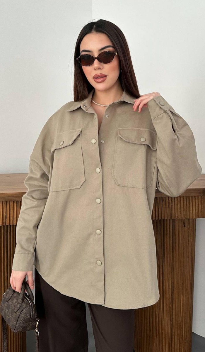 37674 - Vizon Gabardin Gömlek STANDART Vizon Gabardin Gömlek STANDART