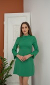 Yeşil Omuzu Düğmeli Elbise L