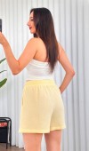 Müslin Cepli Kısa Model Toptan Sarı Şort Sarı
