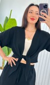 Müslin Önden Bağlamalı Kısa Model Toptan Siyah Kimono Siyah Müslin Önden Bağlamalı Kısa Model Toptan Siyah Kimono Siyah