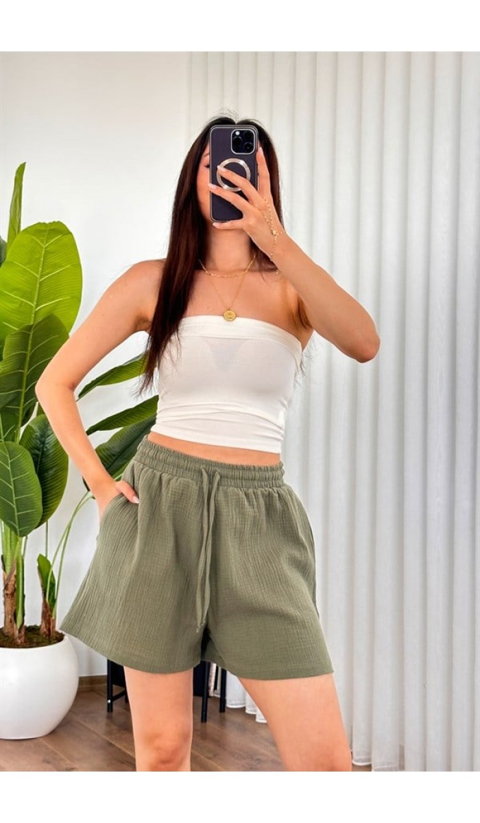 Müslin Cepli Kısa Model Toptan Haki Şort Haki Müslin Cepli Kısa Model Toptan Haki Şort Haki