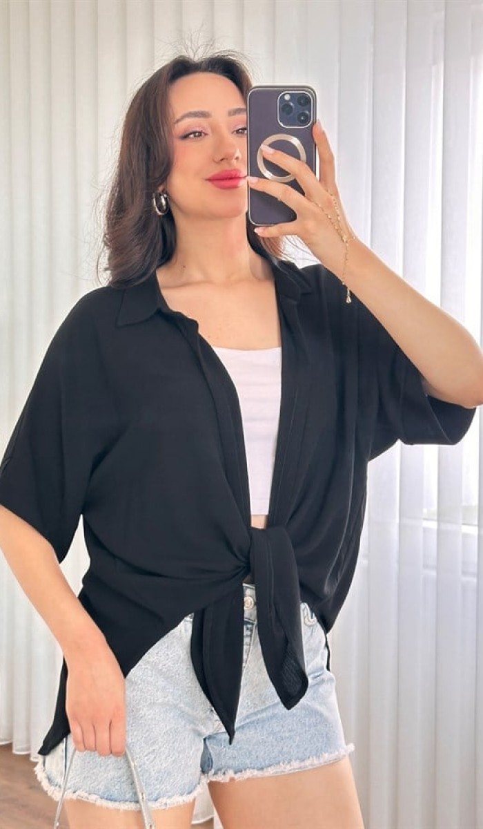 Kısa Kol Basic Kimono Toptan Siyah Bluz Siyah Kısa Kol Basic Kimono Toptan Siyah Bluz Siyah