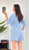 Müslin Önden Bağlamalı Kısa Model Toptan Bebe Mavisi Kimono Bebe Mavi