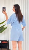 Müslin Önden Bağlamalı Kısa Model Toptan Bebe Mavisi Kimono Bebe Mavi