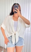 Kısa Kol Basic Kimono Toptan Ekru Bluz Ekru
