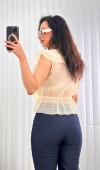 Fırfırlı Beli Lastikli Toptan Sarı Bluz Sarı