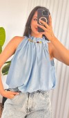 Yakası Boncuklu Balon Model Toptan Bebe Mavisi Bluz Bebe Mavi Yakası Boncuklu Balon Model Toptan Bebe Mavisi Bluz Bebe Mavi
