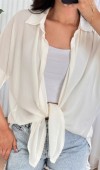 Kısa Kol Basic Kimono Toptan Ekru Bluz Ekru