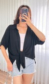 Kısa Kol Basic Kimono Toptan Siyah Bluz Siyah