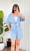 Müslin Önden Bağlamalı Kısa Model Toptan Bebe Mavisi Kimono Bebe Mavi