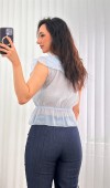 Fırfırlı Beli Lastikli Toptan Bebe Mavisi Bluz Bebe Mavi