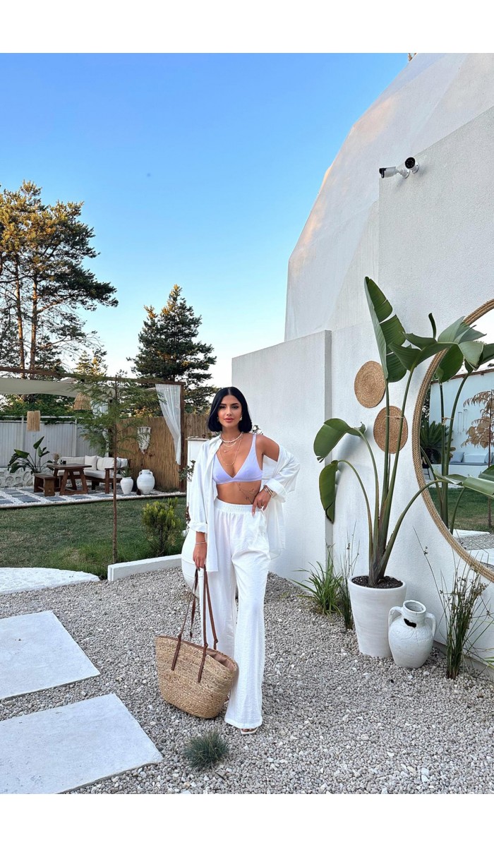 Alice Gömlek Ve Bol Kesim Pantolon Takım - Beyaz