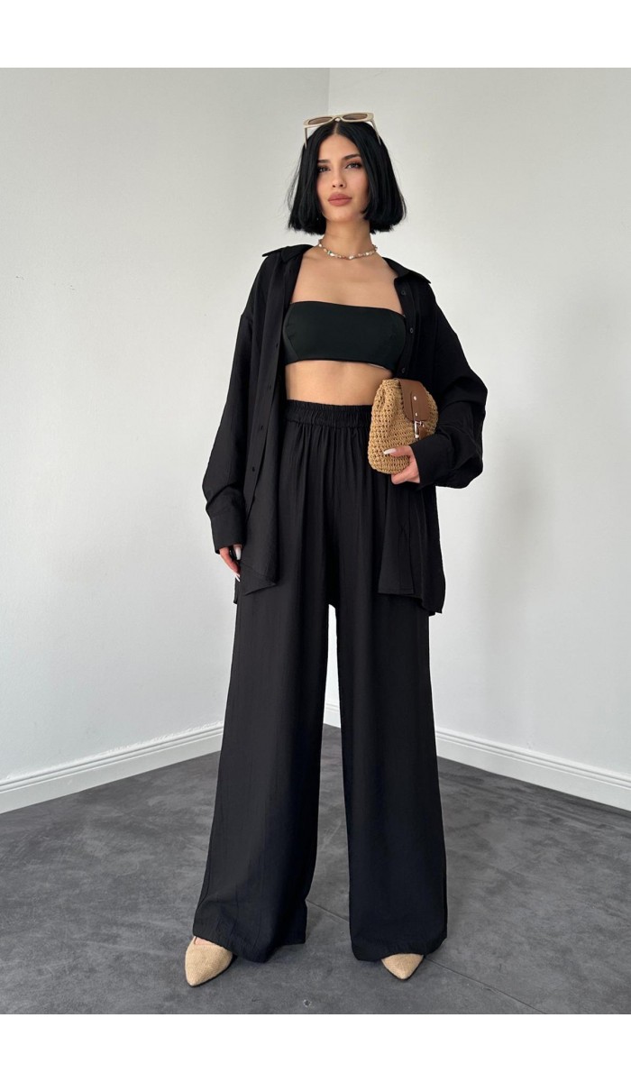 Alice Gömlek Ve Bol Kesim Pantolon Takım - Siyah
