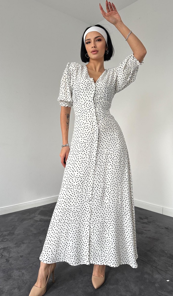 Arka Ve Bel Ucu Gipeli Elbise - Beyaz Arka Ve Bel Ucu Gipeli Elbise - Beyaz