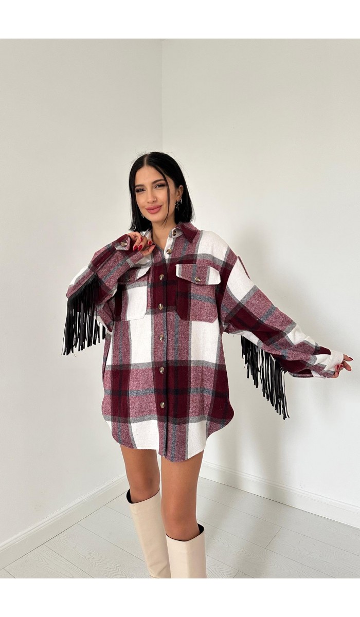 Arkası Püsküllü Gömlek - Bordo