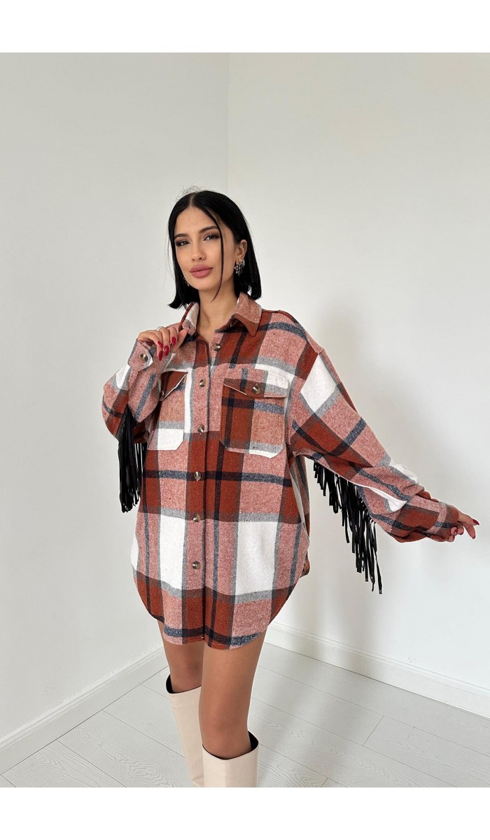 Arkası Püsküllü Gömlek - Kahverengi