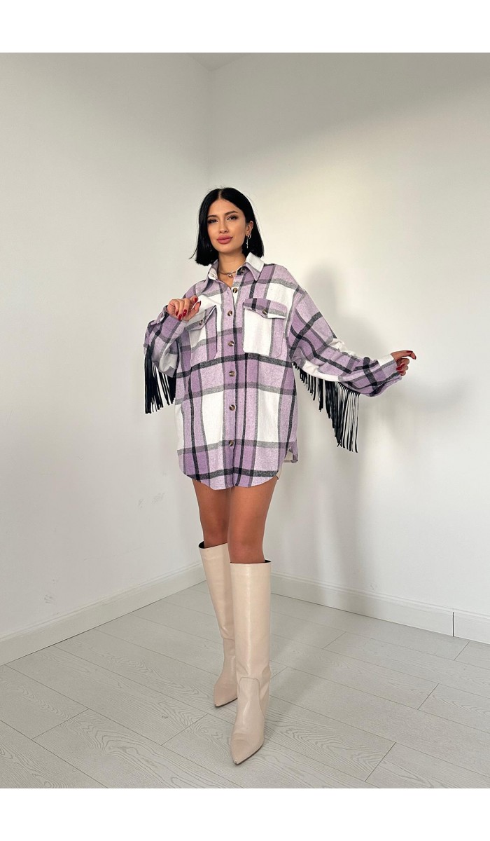 Arkası Püsküllü Gömlek - Lila