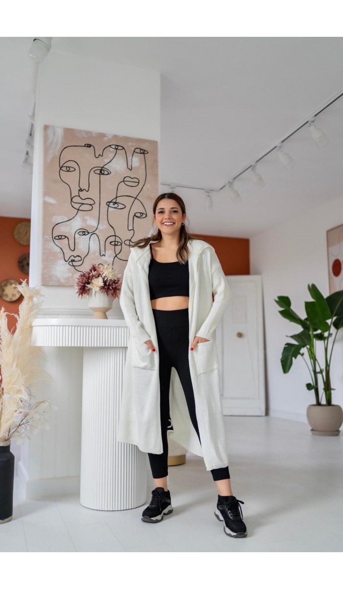 Arkası Yazılı Hırka - Beyaz