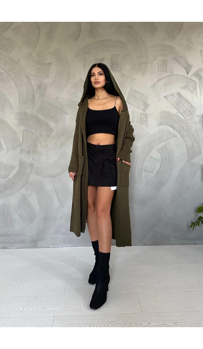 Arkası Yazılı Hırka - Haki