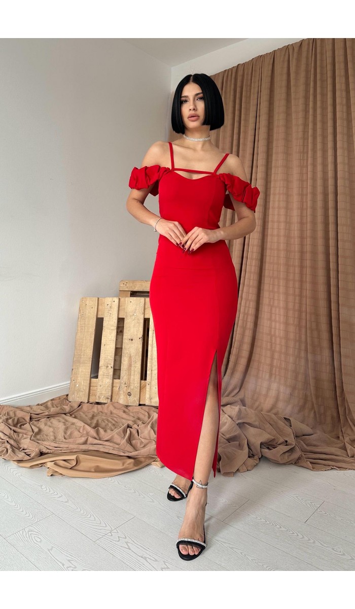 Askı Detaylı Elbise - Kırmızı