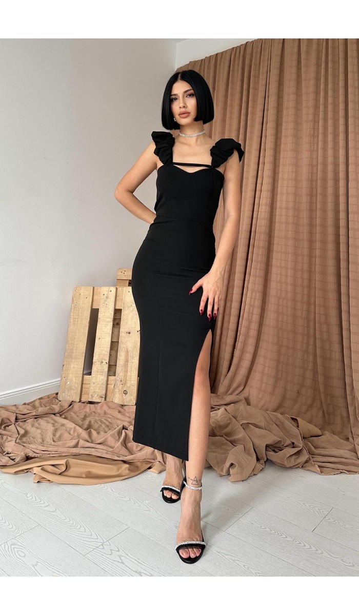 Askı Detaylı Elbise - Siyah