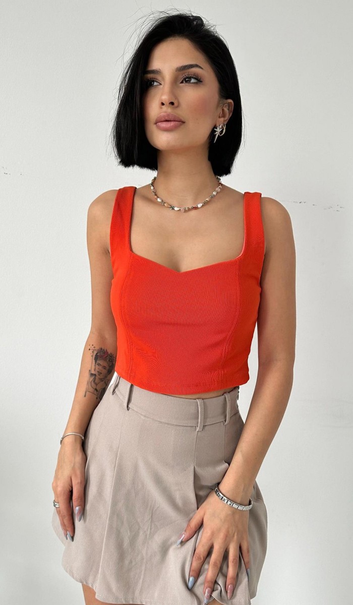 Askılı Bluz - Turuncu