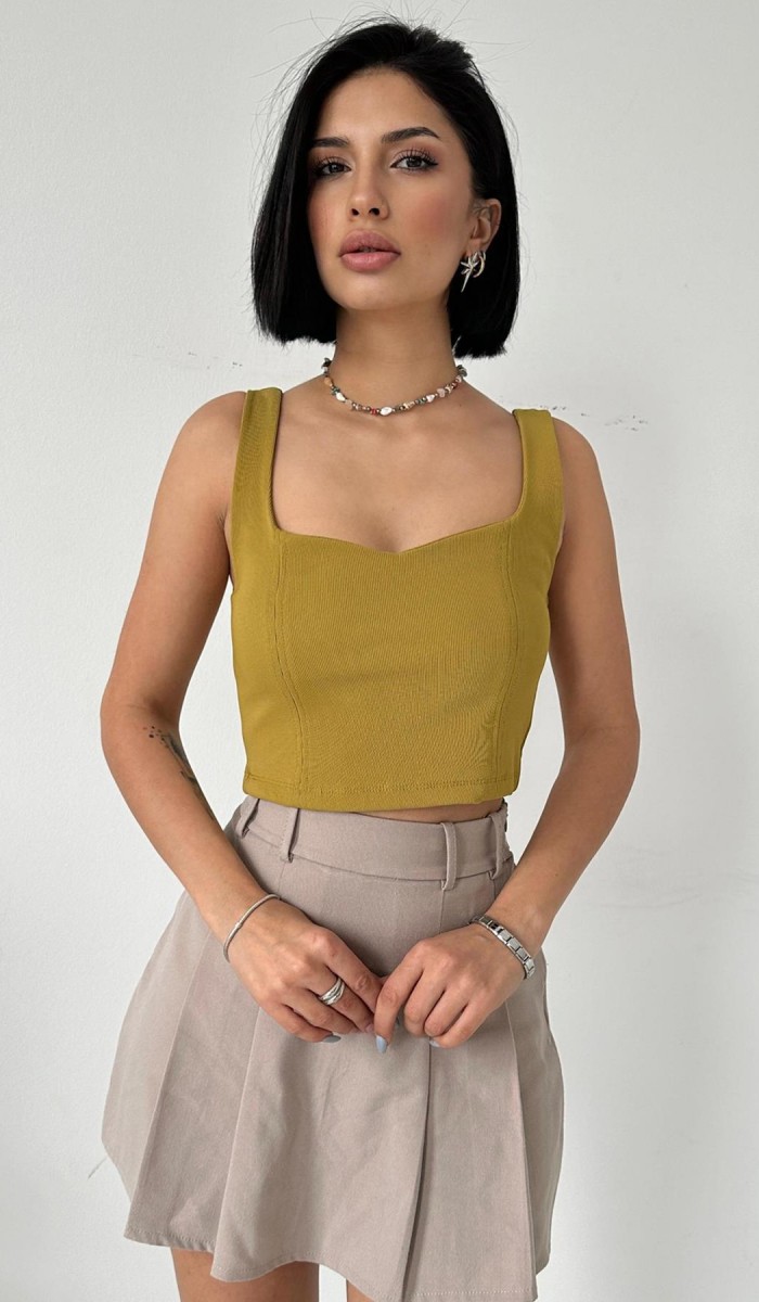 Askılı Bluz - Yağ Yeşili