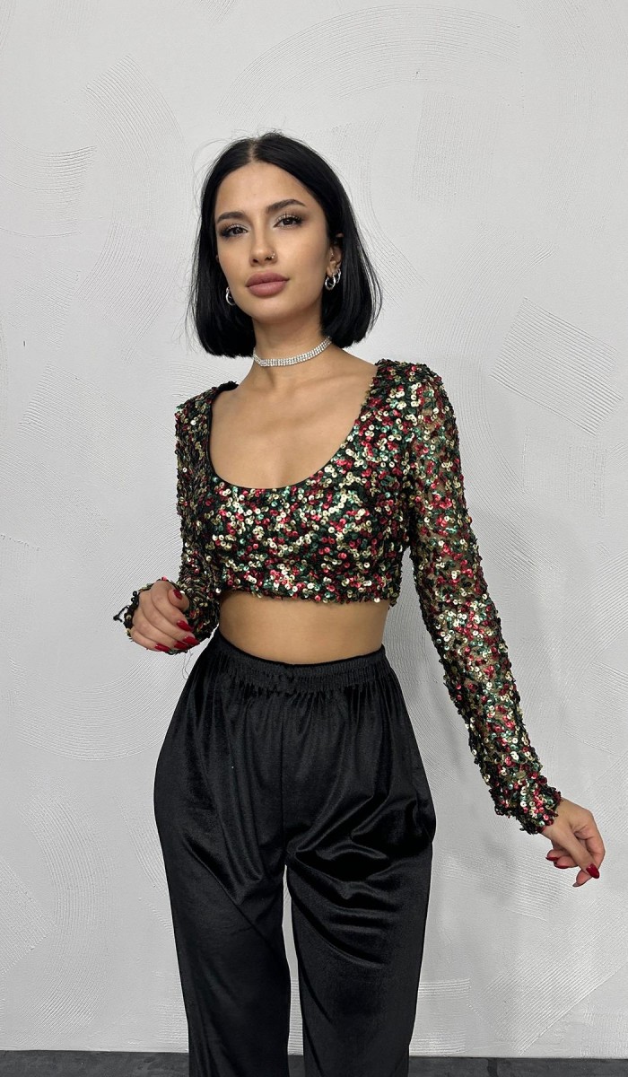 Askılı Degaje Bluz - Renkli