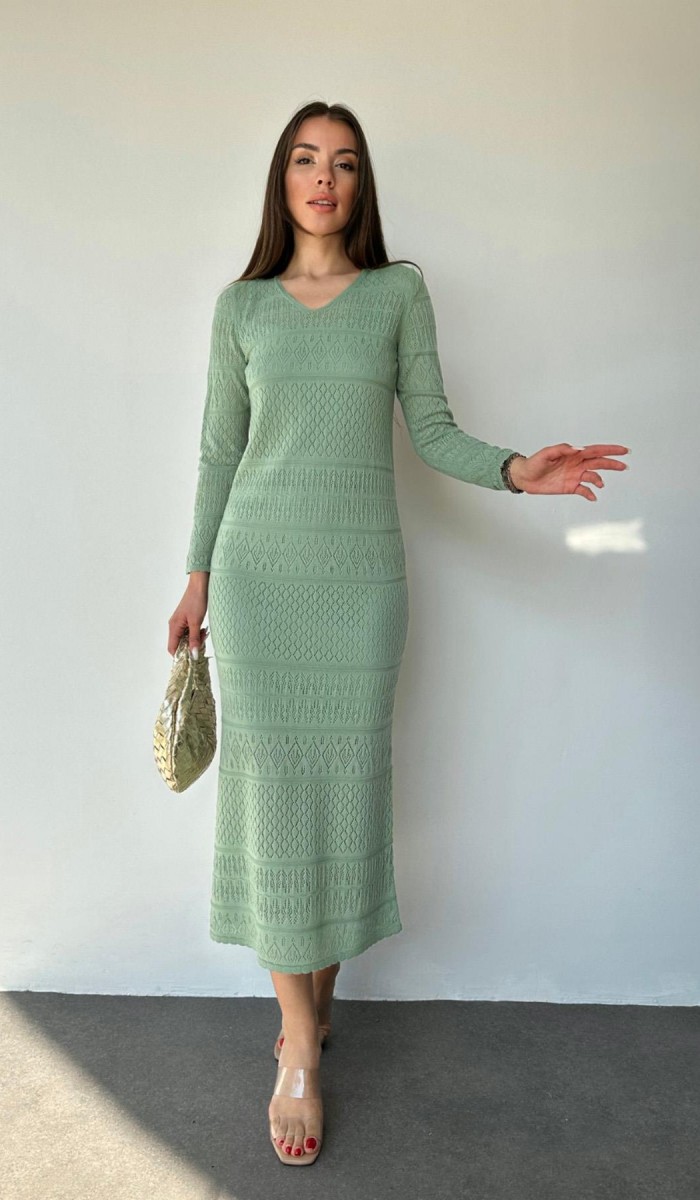 Astarlı Triko Elbise - Mint