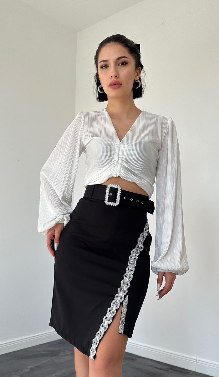 Atlas Kısa Etek - Siyah Atlas Kısa Etek - Siyah