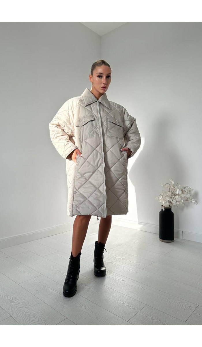 Baklava Desen Cepli Mont - Ekru Baklava Desen Cepli Mont - Ekru