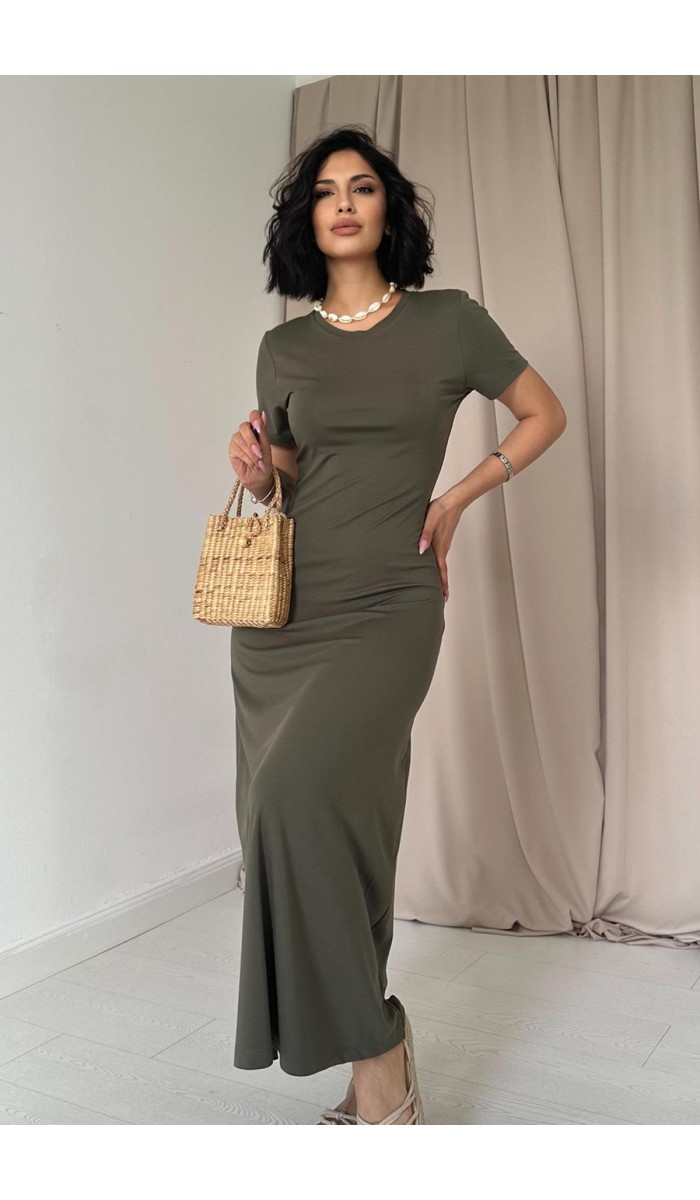 Basic Elbise - Haki