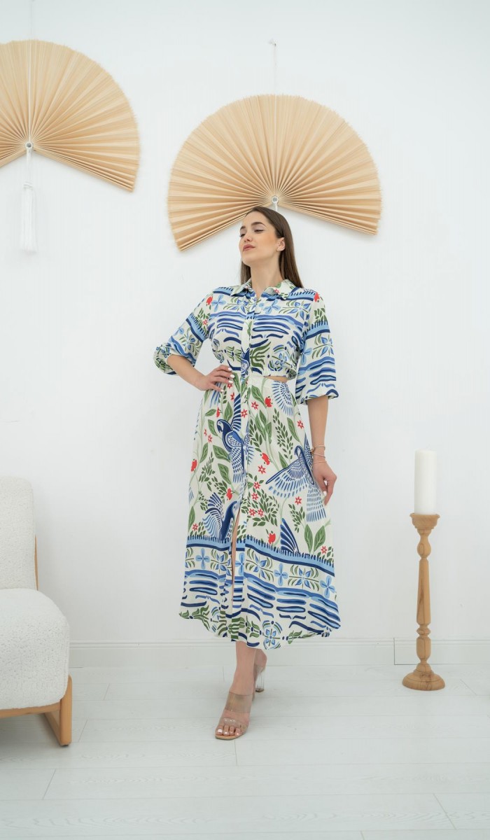 Bel Detaylı Elbise - Bebe Mavi Bel Detaylı Elbise - Bebe Mavi