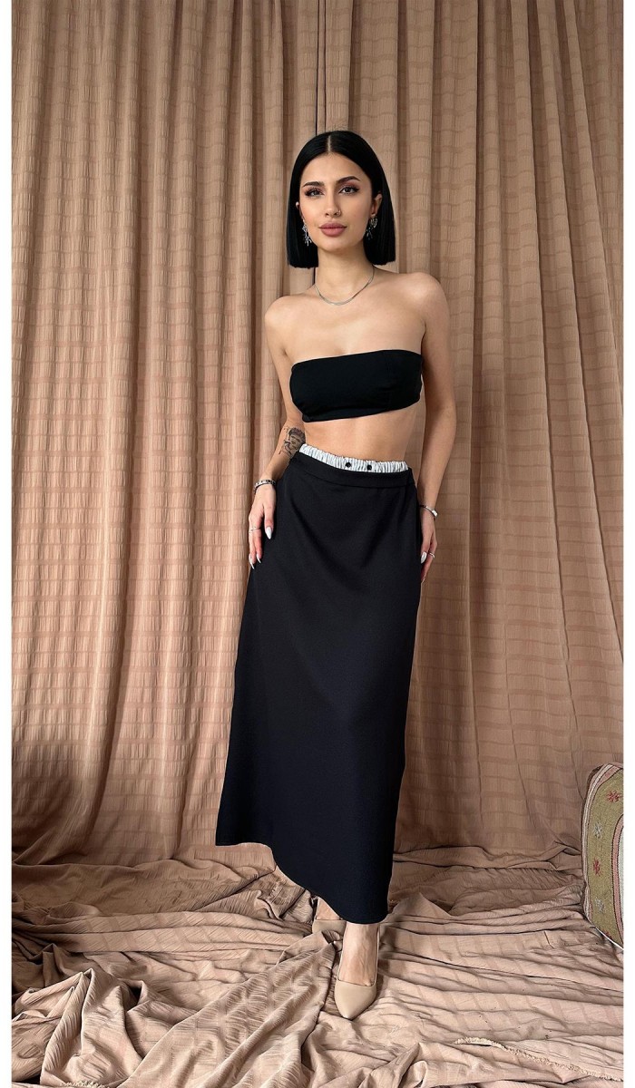 Beli Lastikli Etek -Siyah