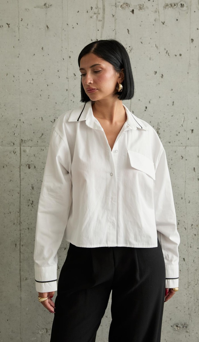 Biyeli Gömlek - Beyaz